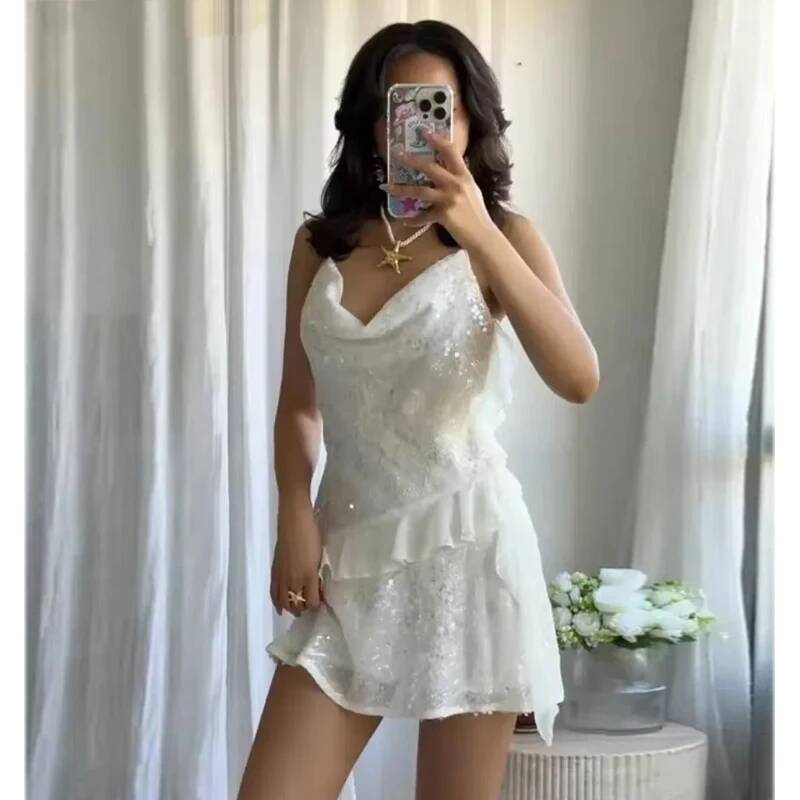 2025 Sequin Mini Dress Woman S - Slip Dress Satin ulasan dan harga