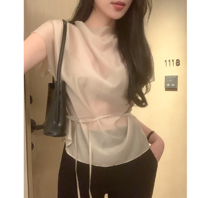 Summer Short Sleeve Shirt Wome - Corset Waist Cinch ulasan dan harga