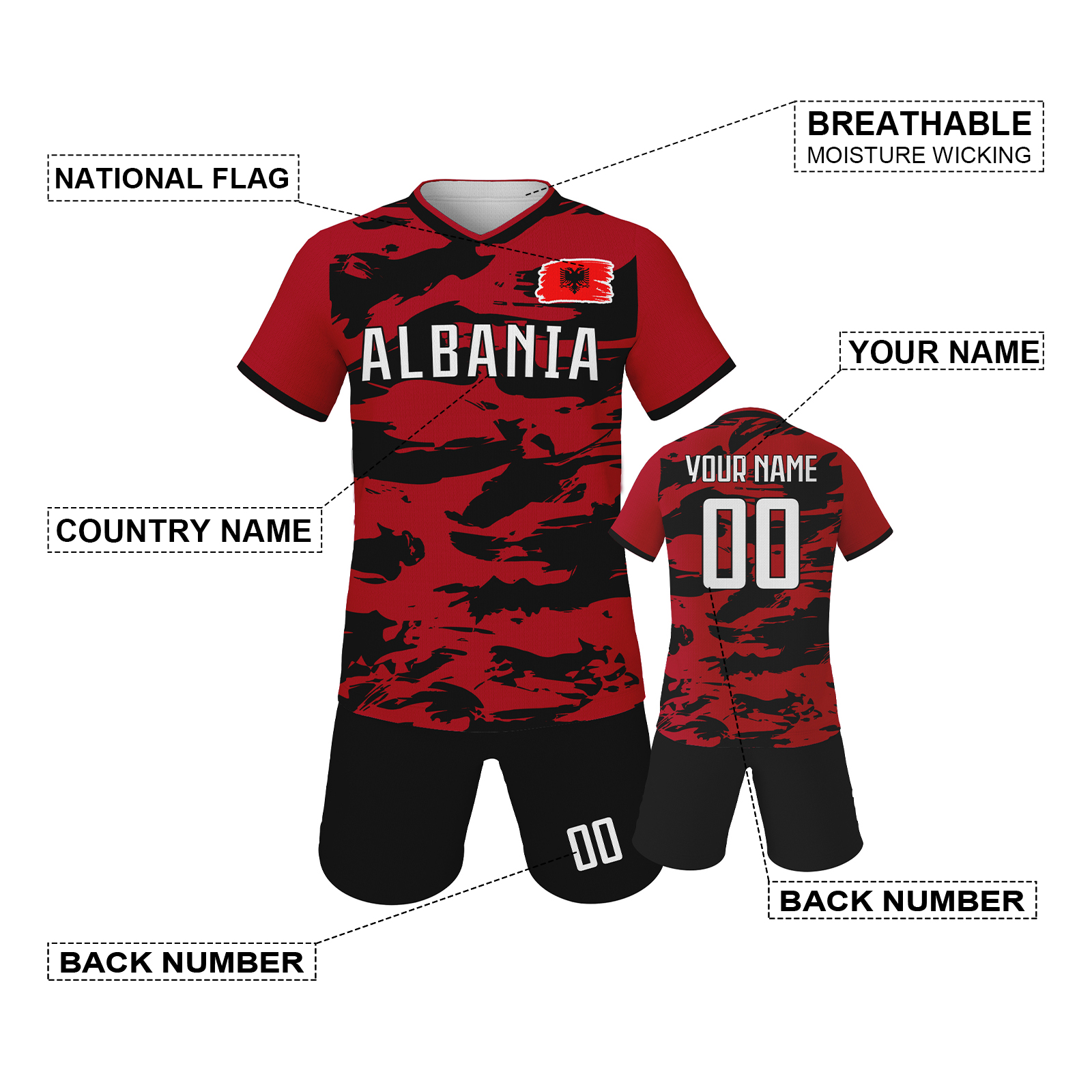 Albania Custom Soccer Jersey K - Boyshort Underwear ulasan dan harga