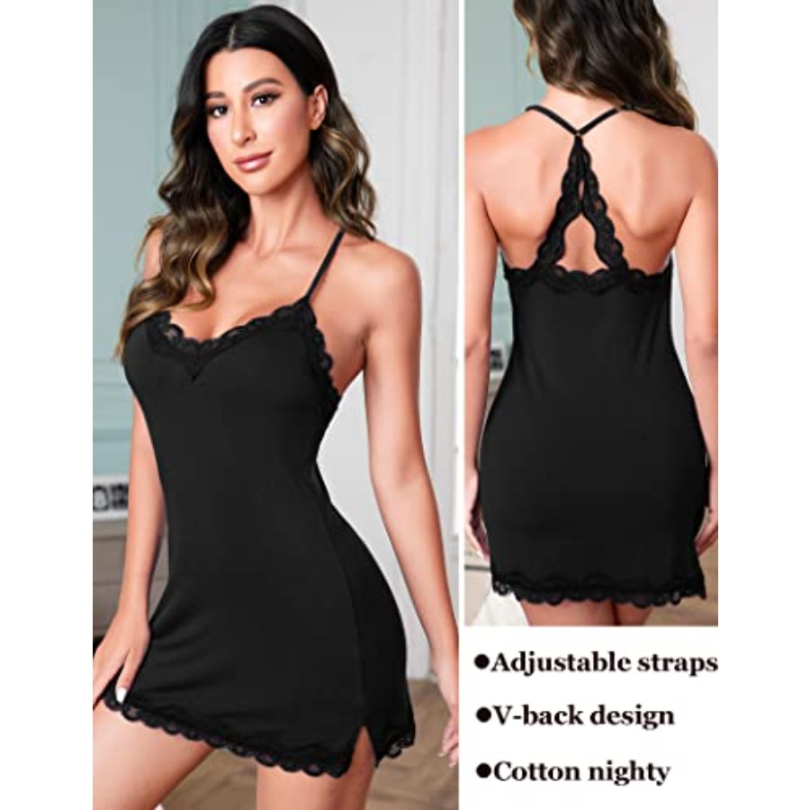 Womens Nightgown Sexy Lace Sle - Babydoll Chemise Night ulasan dan harga