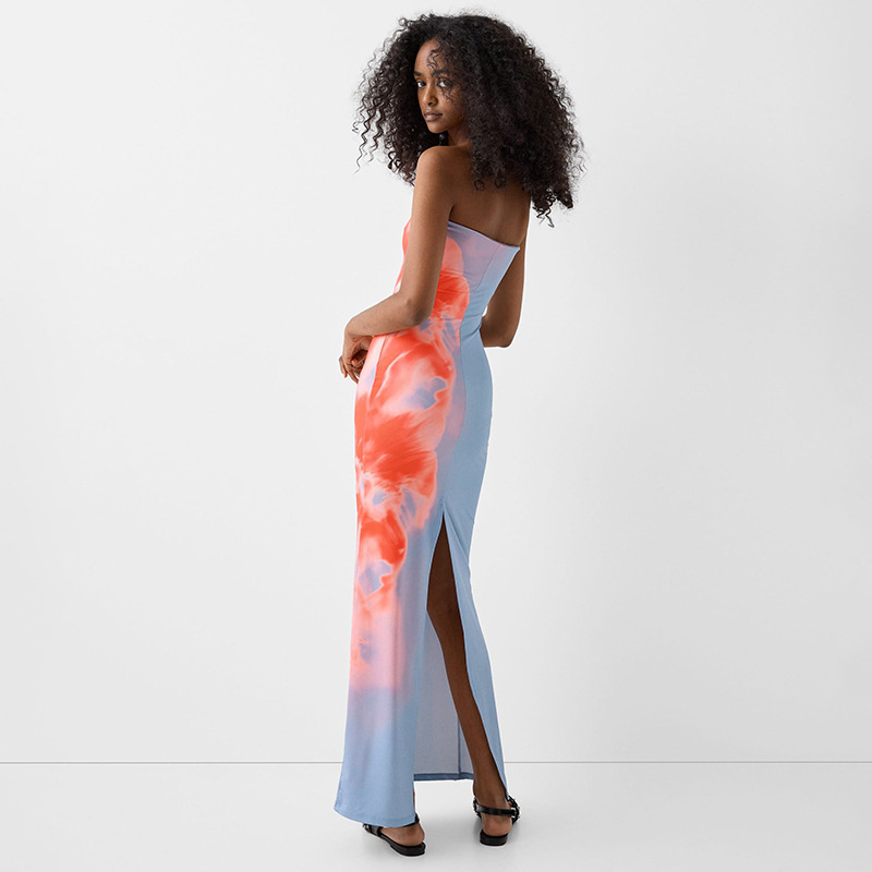 Sexy Strapless Print Tube Maxi - Strapless Bra Backless ulasan dan harga